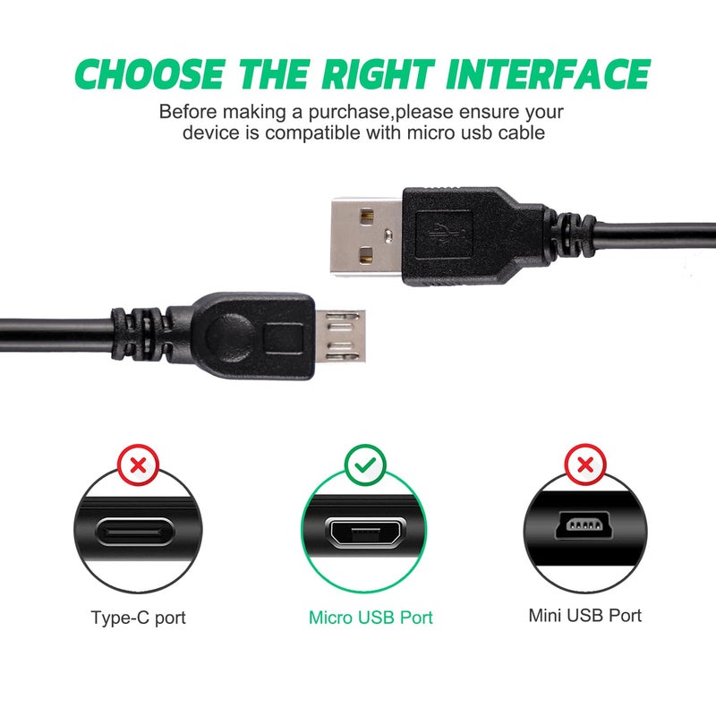 Xahpower 2 Pack 10Ft Controller Charging Cable for PS4, Play and Charge Micro USB Charger High Speed Data Sync Cord for Playstation4 PS4 Slim/Pro Controller, Xbox One S/X Controller, Android - Image 2